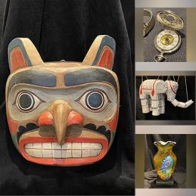 MaxSold Auction: This online auction features African art, Indigenous art, fish floats, wall masks, art pottery, watches, Thai marionettes, art glass, carved paddles, Asian coins, comics, buttons, vinyl records, Royal Doulton figurines, tabletop water feature, antique bottles, and much, much, more!!!